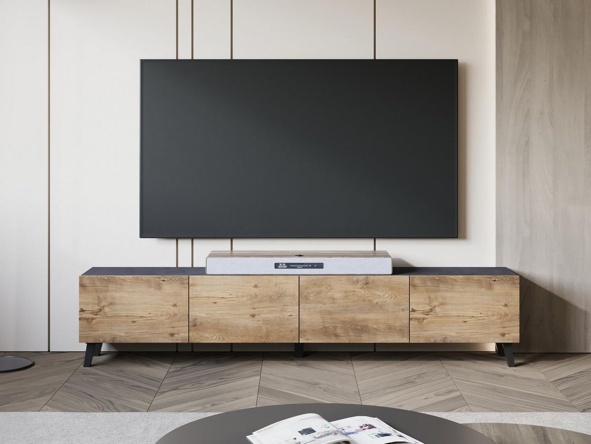 TV-LOWBOARD Phuket 190 - Schwarz/Braun, Holzwerkstoff/Kunststoff (190/40/32cm) - MIRJAN24