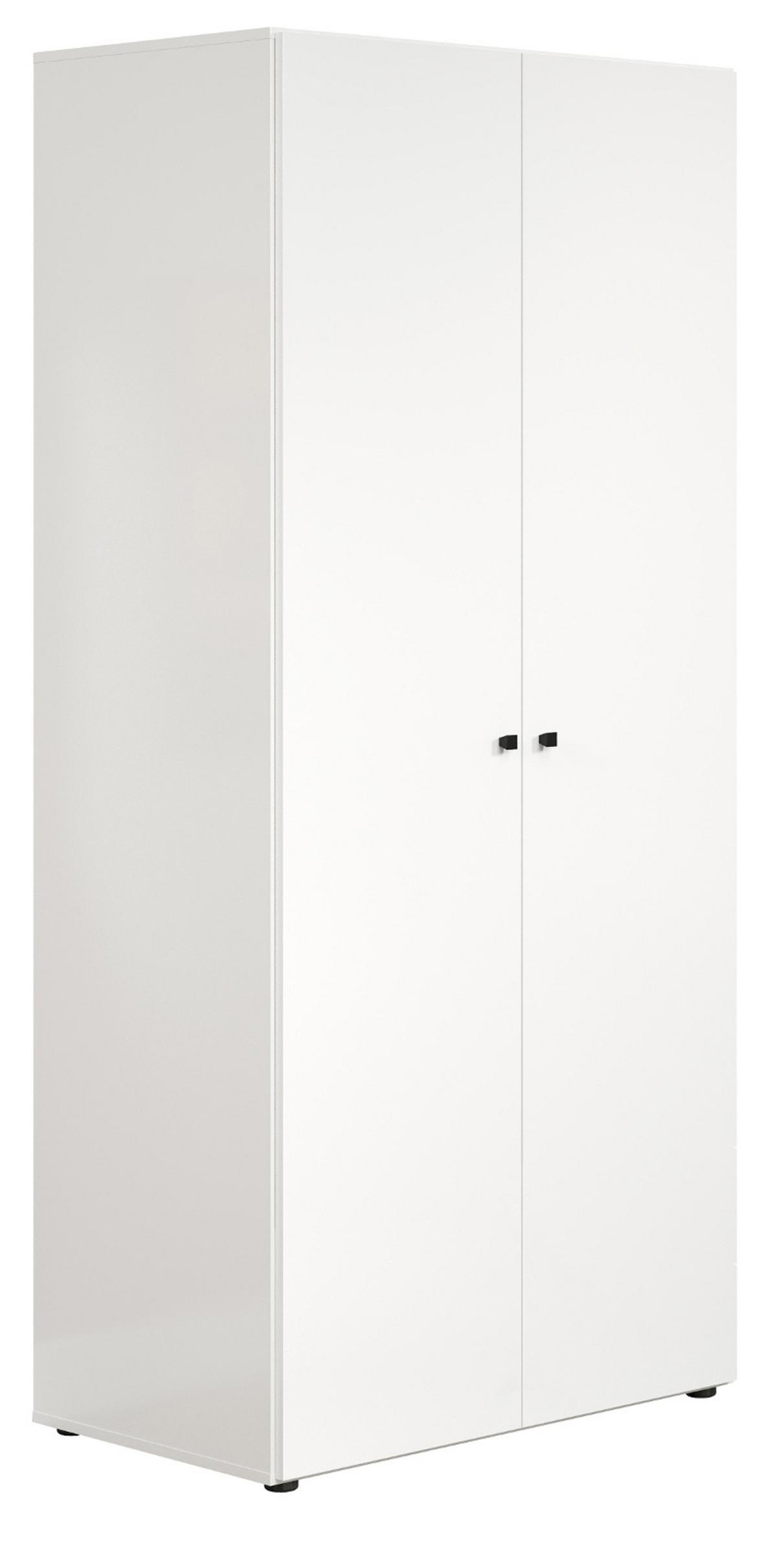 KLEIDERSCHRANK weiß 81 x 176 cm, Drehtürenschrank 2-türig - Schwarz/Weiß, Holzwerkstoff/Kunststoff (81/176/51cm) - Top.Furn