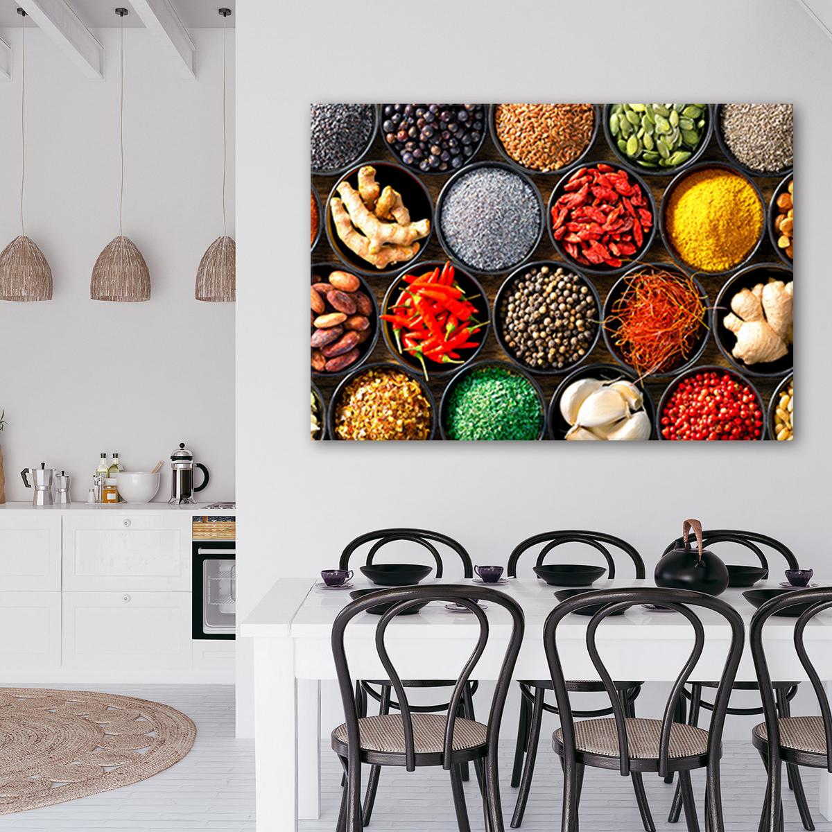 WANDBILD kräuter gewürze für die küche - Multicolor, Textil (60/40cm) - Feeby
