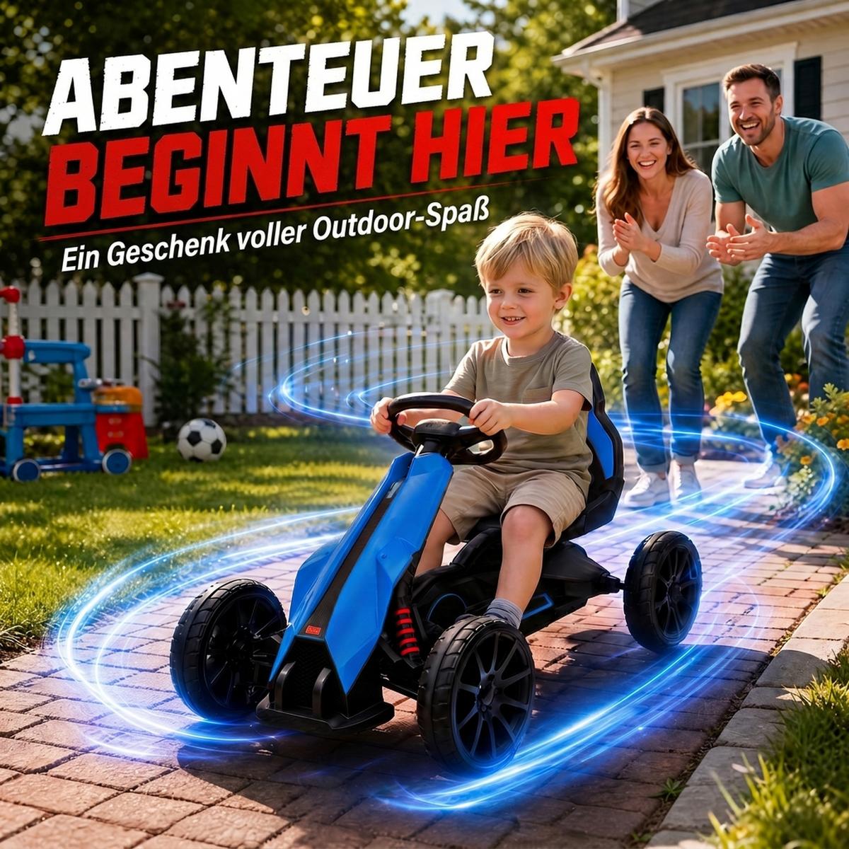 KINDER-ELEKTRO-GOKART Kunststoff Metall Blau - Blau, Kunststoff (100/58/58.5cm) - HOMCOM