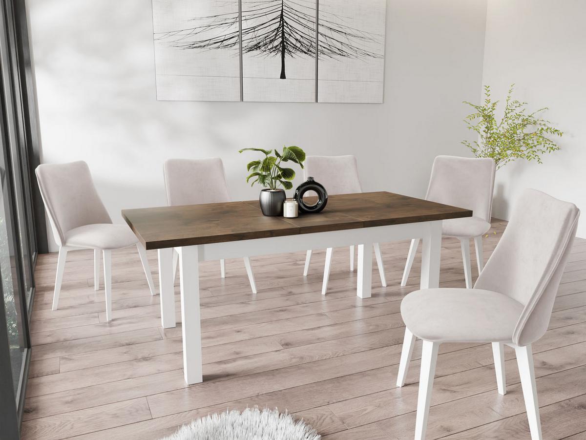 ESSTISCH Molly rechteckig ausziehbar, Lefkas Eiche 160-200/80/75 cm - Alteiche/Weiß, Holz/Holzwerkstoff (80/200/75cm) - WFL GROUP