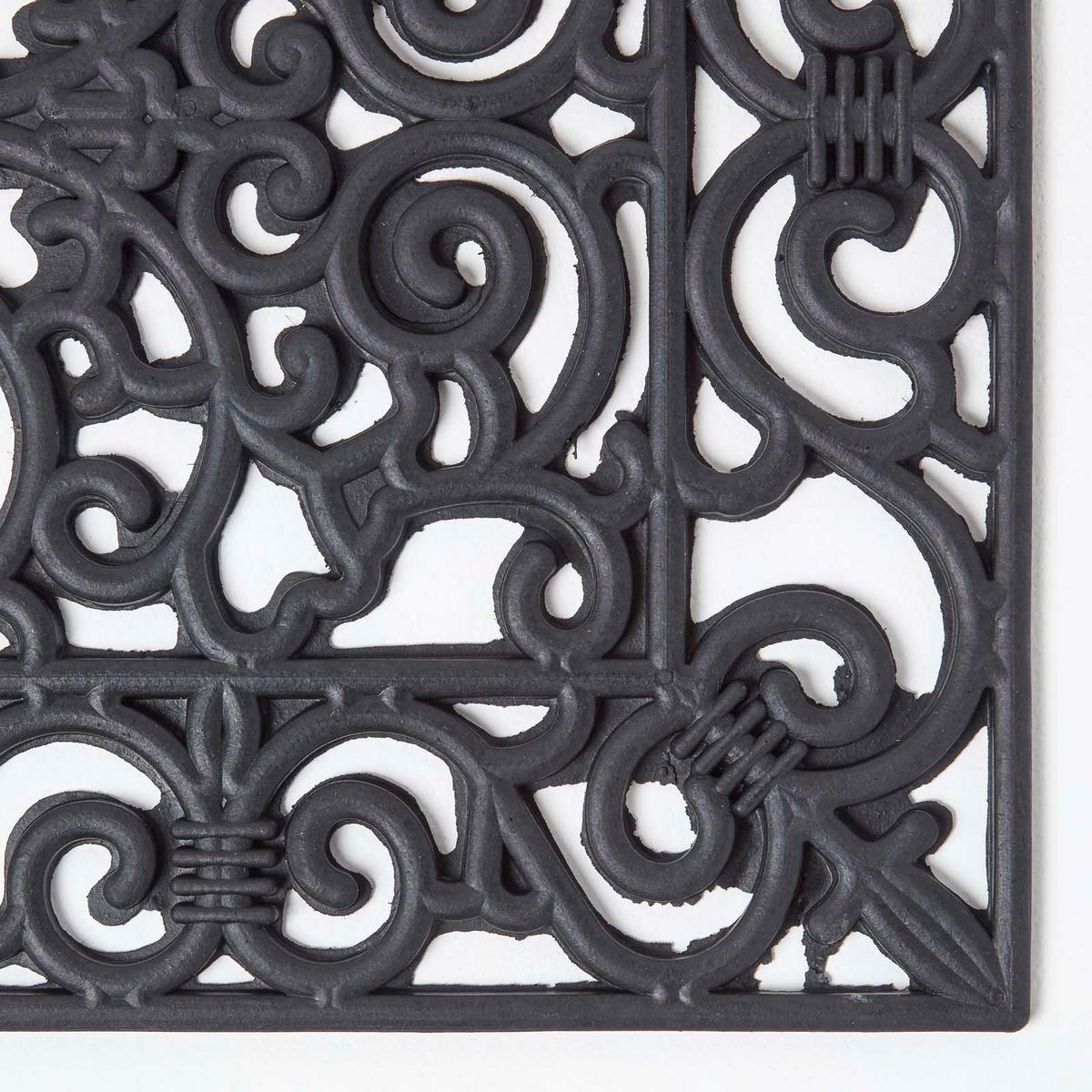 FUSSMATTE Ornament, Gummi 45/70 cm - Schwarz, Naturmaterialien (45/70cm) - Homescapes