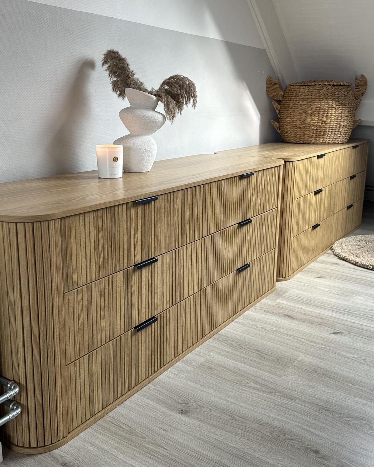 KOMMODE mit 6 Schubladen Braun Bradley - Schwarz/Braun, Holzwerkstoff (153/81/47cm) - Beliani