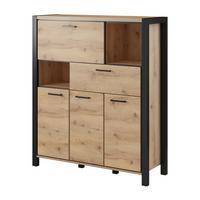 HIGHBOARD ATTIVO 120/140/41 cm mit 1 Schubladen und 3 Türen Eichefarben - Eichefarben, Holzwerkstoff (120/140/41cm) - MASSENO