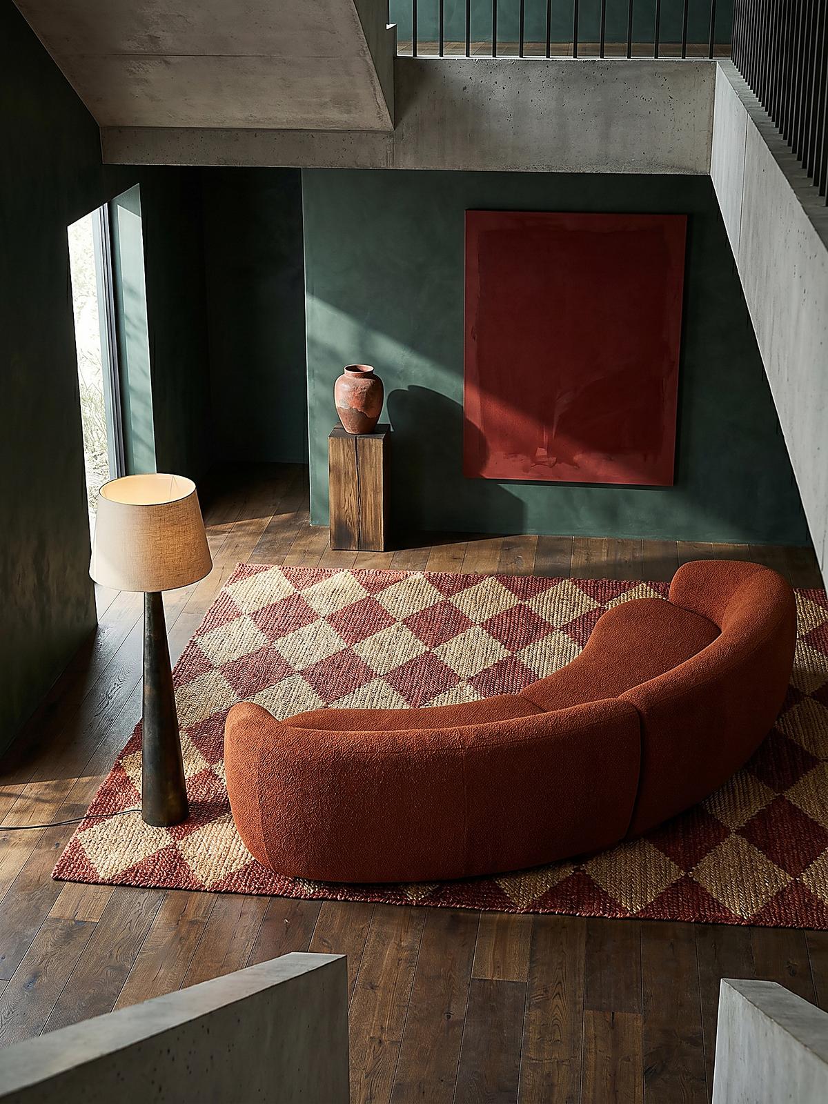 JUTETEPPICH BAIN, mit Rautenmuster, Terrakotta, 120 x 170 cm - Rot, Textil (170/120cm) - KADIMA DESIGN