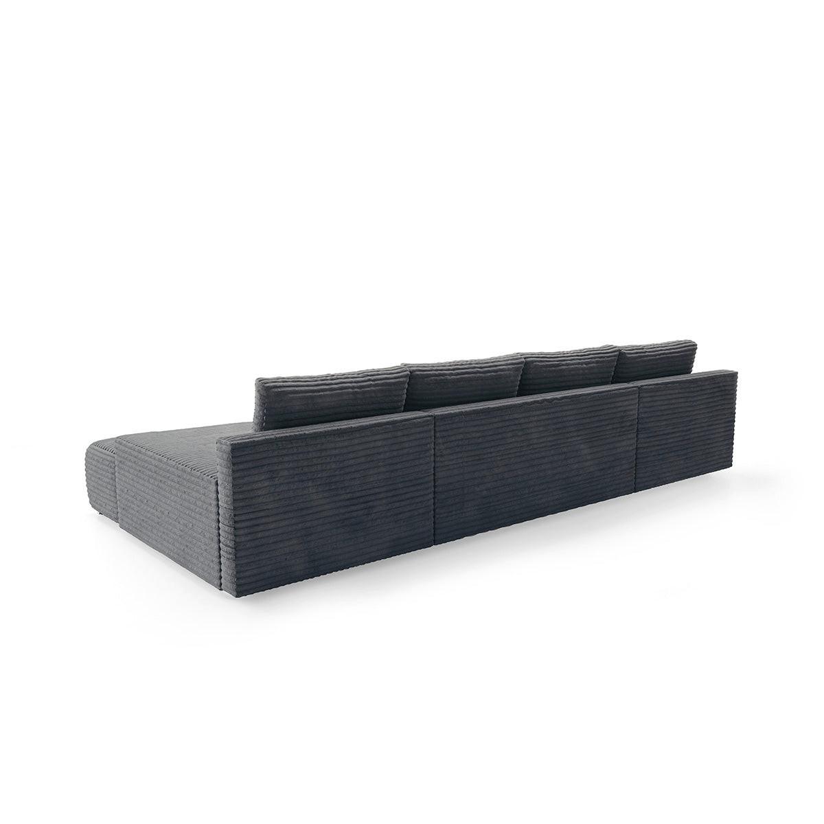 PANORAMASOFA Ivana 4 Sitzplätze Dunkelgrau - Grau, Holz (350/85/172cm) - Petits-meubles