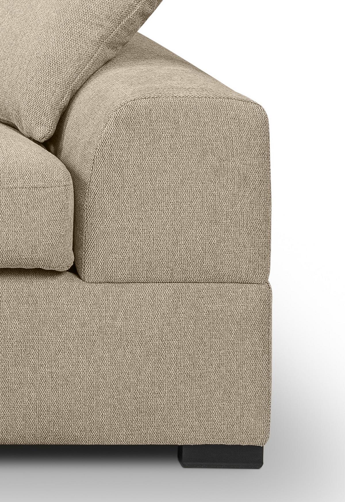 SOFA beige Strukturstoff 308 cm, Ecksofa 5-Sitzer, L-Sofa Ottomane links - Beige/Schwarz, Holz/Textil (308/186cm) - Inn.Furn