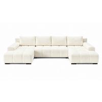 WOHNLANDSCHAFT OVIA U mit Bettkasten und Schlaffunktion, Bouclé-Stoff in U-Form - Beige, Textil (350/80/185cm)