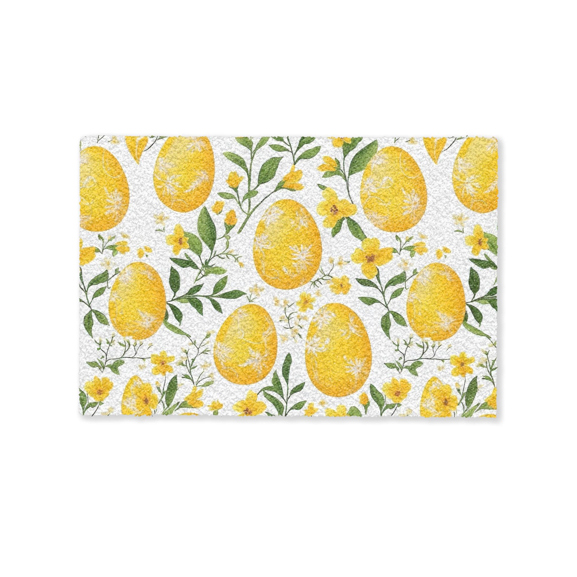 FUSSMATTE Blumen - Ostereier - Gelb Teppichmatte 60x40 cm - Gelb, Kunststoff (40/60cm) - MuchoWow