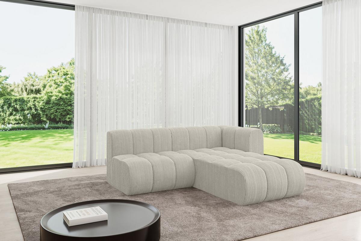 ECKSOFA modulares Sofa Darnel-L1 - 205x177x70 cm Creme - Hellgrau/Creme, Holzwerkstoff/Textil (205/177cm) - ALTDECOR