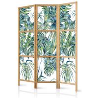 PARAVENT Japanischer 3-tlg 135x172 cm Tropische Bl tter - Grün, Holzwerkstoff/Textil (135/172/172cm) - Muralo