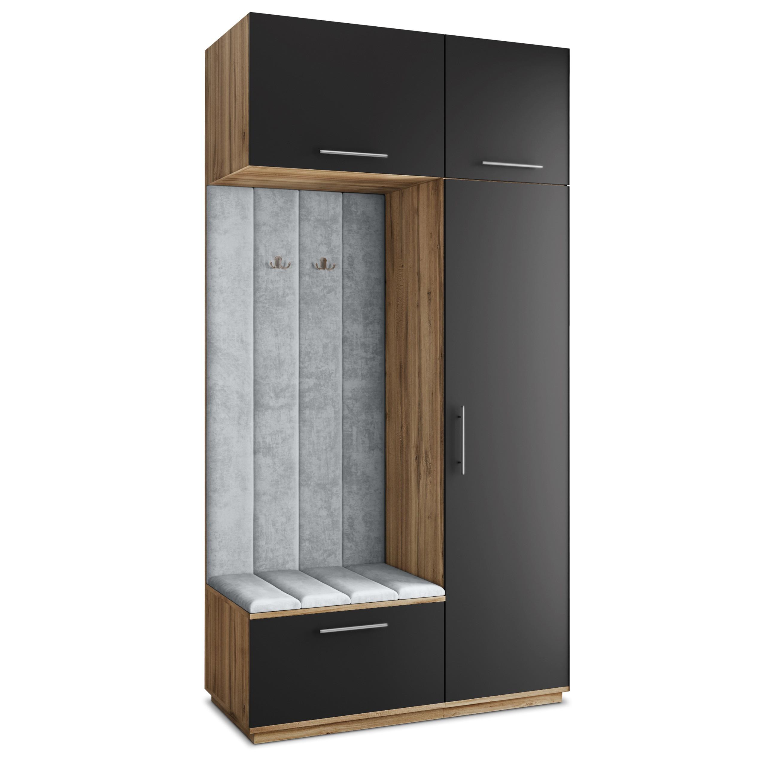 GARDEROBENSCHRANK REMA 120/240/60 cm Modern Eiche Wotan - Eiche Wotan/Hellgrau, Holzwerkstoff (120/240/60cm) - MASSENO