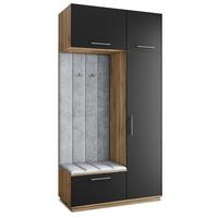 GARDEROBENSCHRANK REMA 120/240/60 cm Modern Eiche Wotan - Eiche Wotan/Hellgrau, Holzwerkstoff (120/240/60cm) - MASSENO