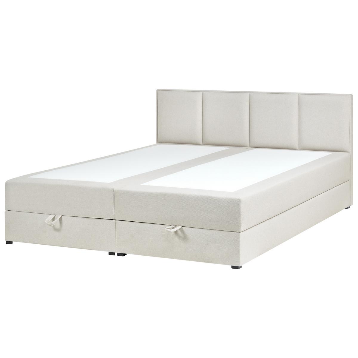 BOXSPRINGBETT mit Stauraum 180/200 cm Cremeweiß Baronet - Weiß, Textil (180/200cm) - Beliani
