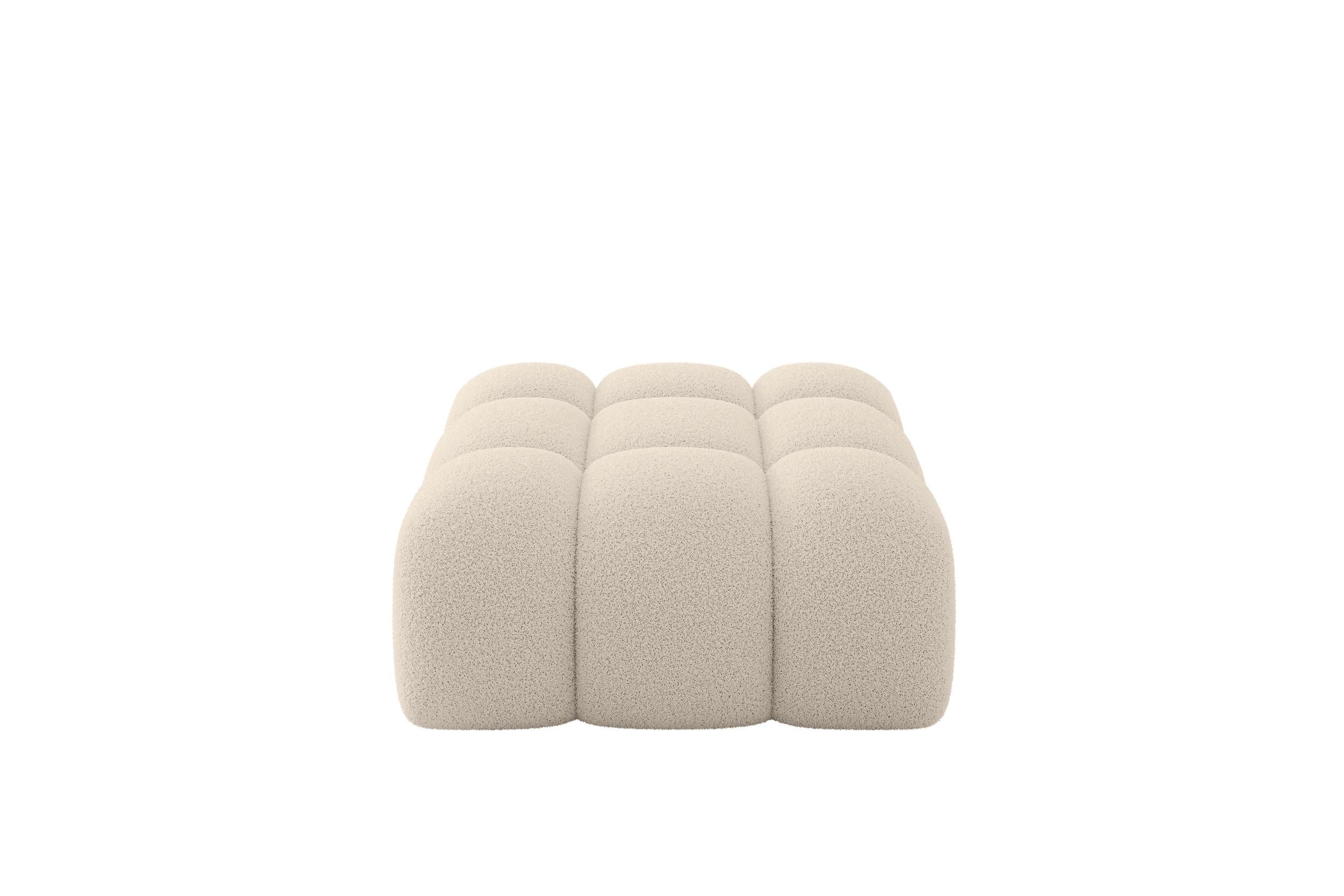 POUF OLEA-PUF 91x87x44 cm Dunkelbeige Bouclé Modular Sitzhocker - Schwarz/Cappuccino, Holzwerkstoff/Kunststoff (91/44/87cm) - ALTDECOR