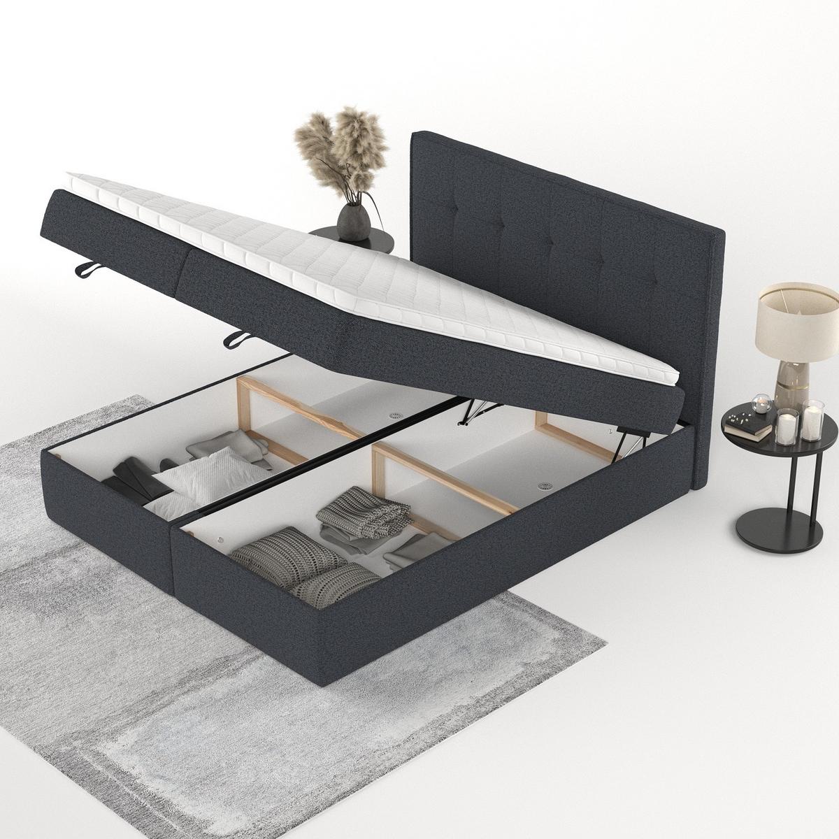 BOXBETT Tivra 160/200 cm Anthrazit im Riva Stoff - Anthrazit/Schwarz, Holz/Holzwerkstoff (160/200cm) - AltaBeds