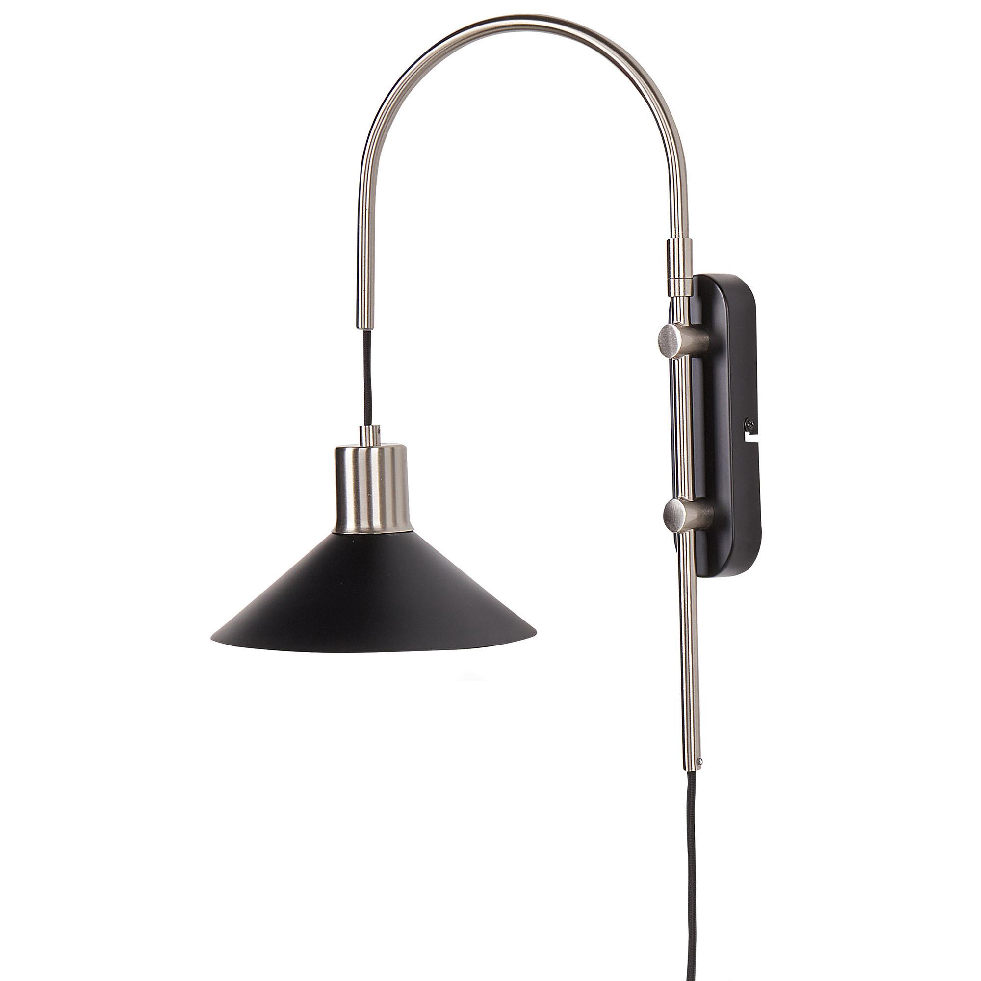WANDLAMPE Schwarz/Silber Sissa - Silberfarben/Schwarz, Metall (20/44/35cm) - Beliani