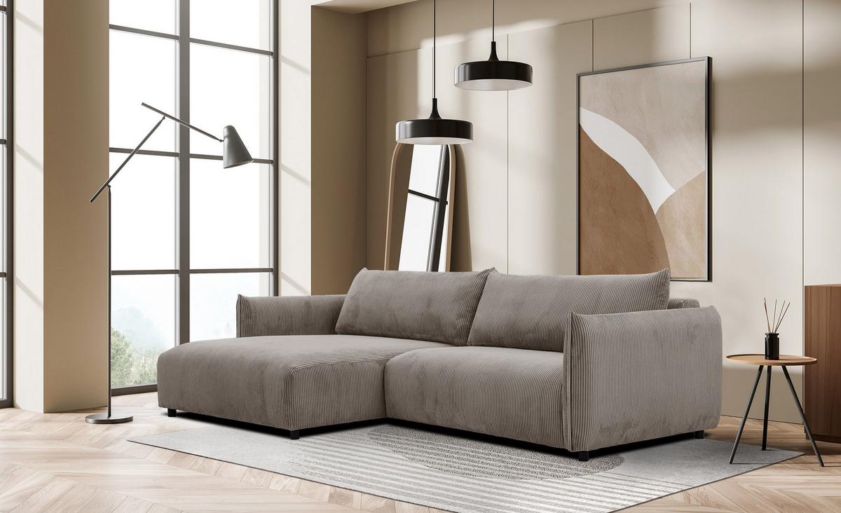 ECKSOFA TAUER 5-Sitzer, taupe - Taupe/Schwarz, Holzwerkstoff/Kunststoff (174/292cm) - Wozimo