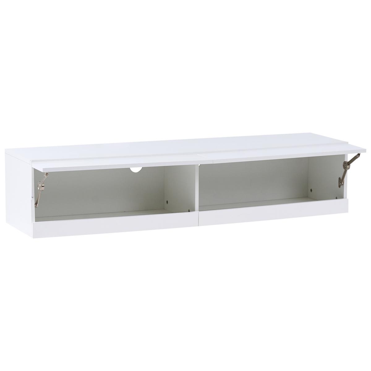 TV-MÖBEL mit LED-Beleuchtung Weiß Edmonton - Weiß, Holzwerkstoff (140/30/35cm) - Beliani
