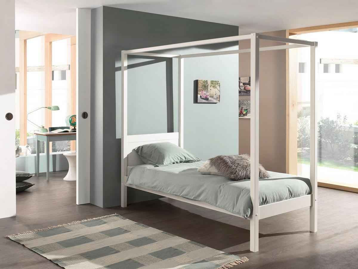 HIMMELBETT Kathie 208x191x98 aus Massivholz in Weiß - Weiß, Holz (90/200cm) - 58aufmkessel
