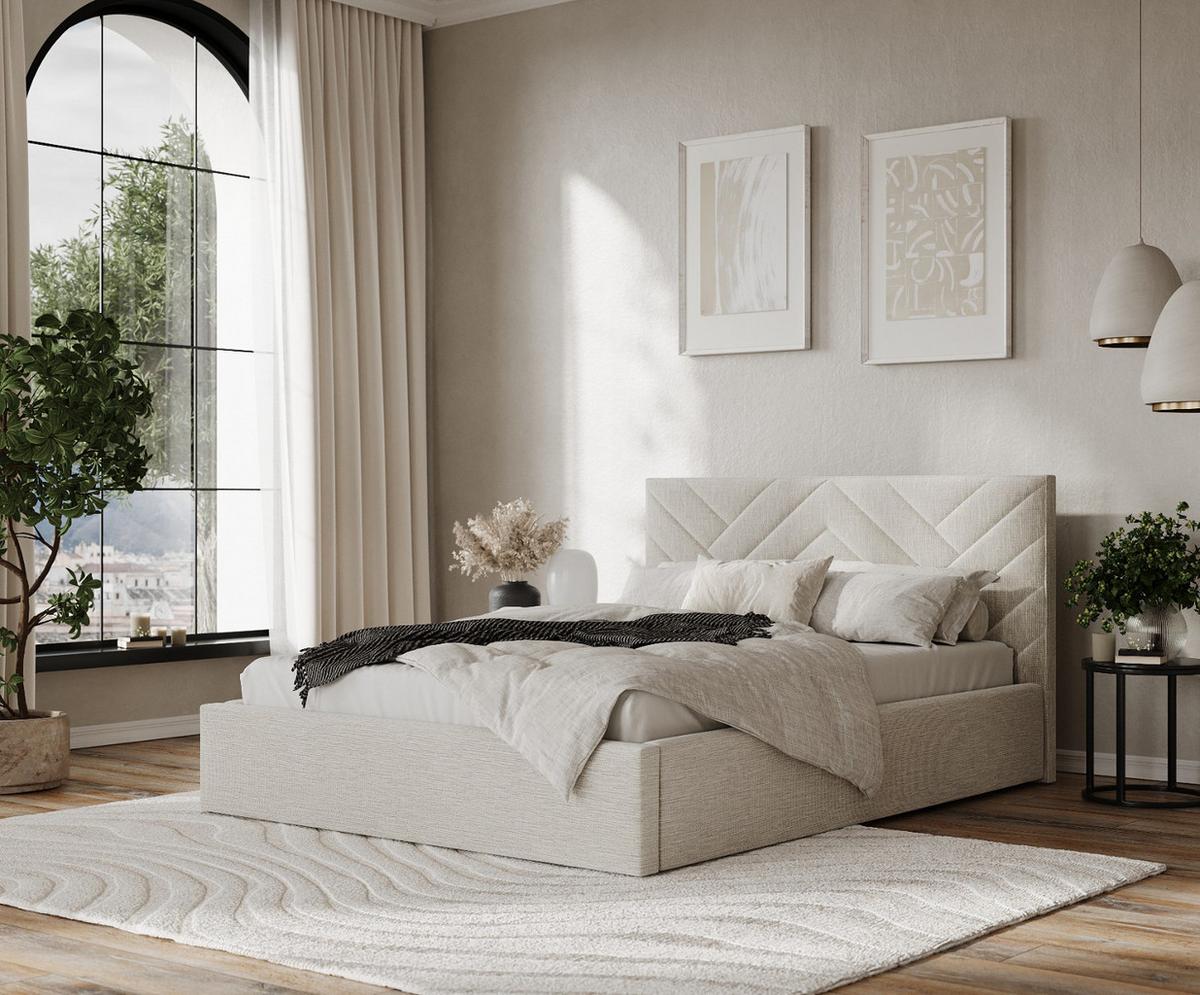 POLSTERBETT Arco 140/200 cm Beige im Inari Stoff - Beige/Schwarz, Holz/Holzwerkstoff (140/200cm) - AltaBeds