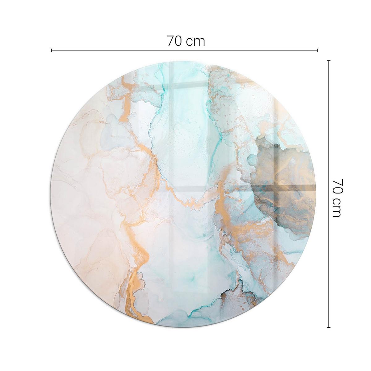 GLASPLATTE für Kamin Ø 70 cm - Türkis, Glas (70/70/0.4cm) - TULUP