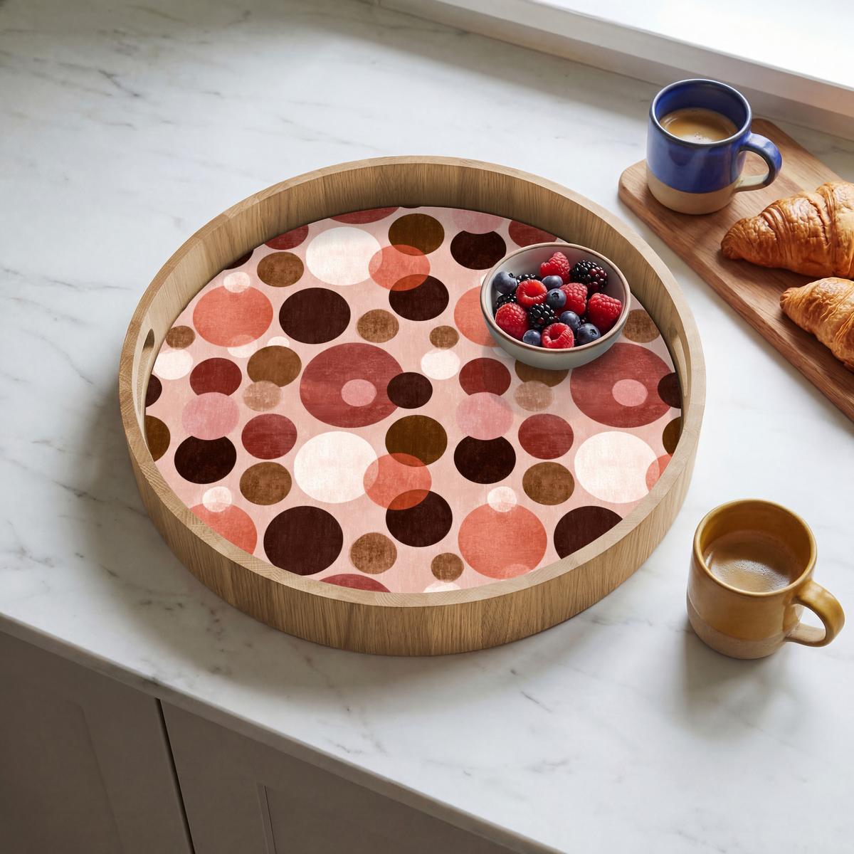 TABLETT Kreise - Modern - Farbenfroh 40x40 cm - Rosa, Holz (40/5/5cm) - OnlyWow