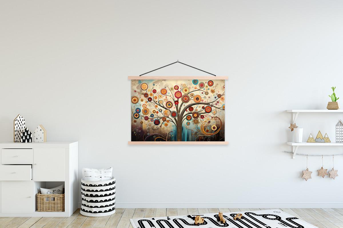 POSTER MIT MAGNETLEISTEN Baum - Baum des Lebens - Farbe Magnetleiste 120x80 cm - Braun, Textil (120/80/0.15cm) - MuchoWow