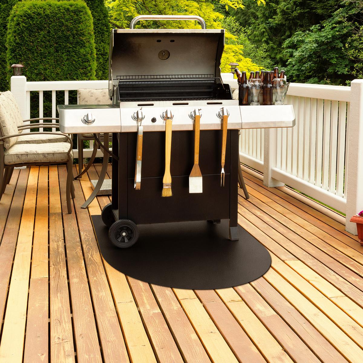 GRILLUNTERLAGE Bodenschutzplatte Metall Schwarz 80x70 cm - Schwarz, Metall (80/70/0.1cm) - TULUP