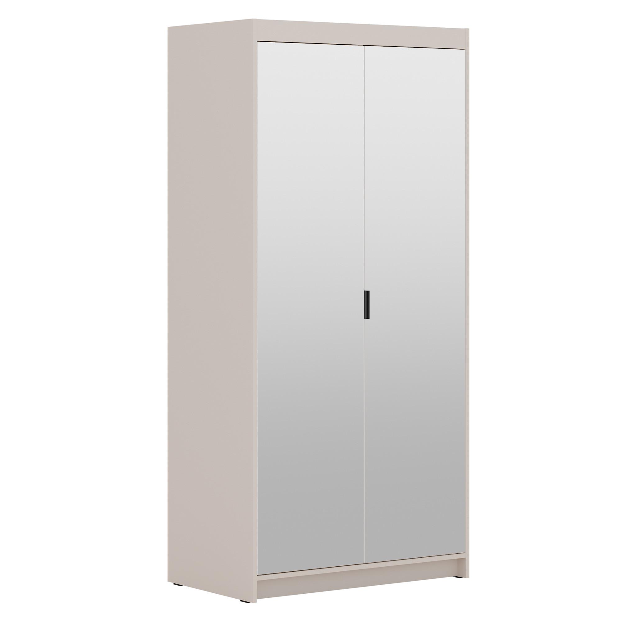 DREHTÜRENSCHRANK Elena mit 2 Türen und 2 Spiegel, 90 cm, Sandbeige - Sandfarben, Holzwerkstoff (90/190/53cm) - Beautysofa