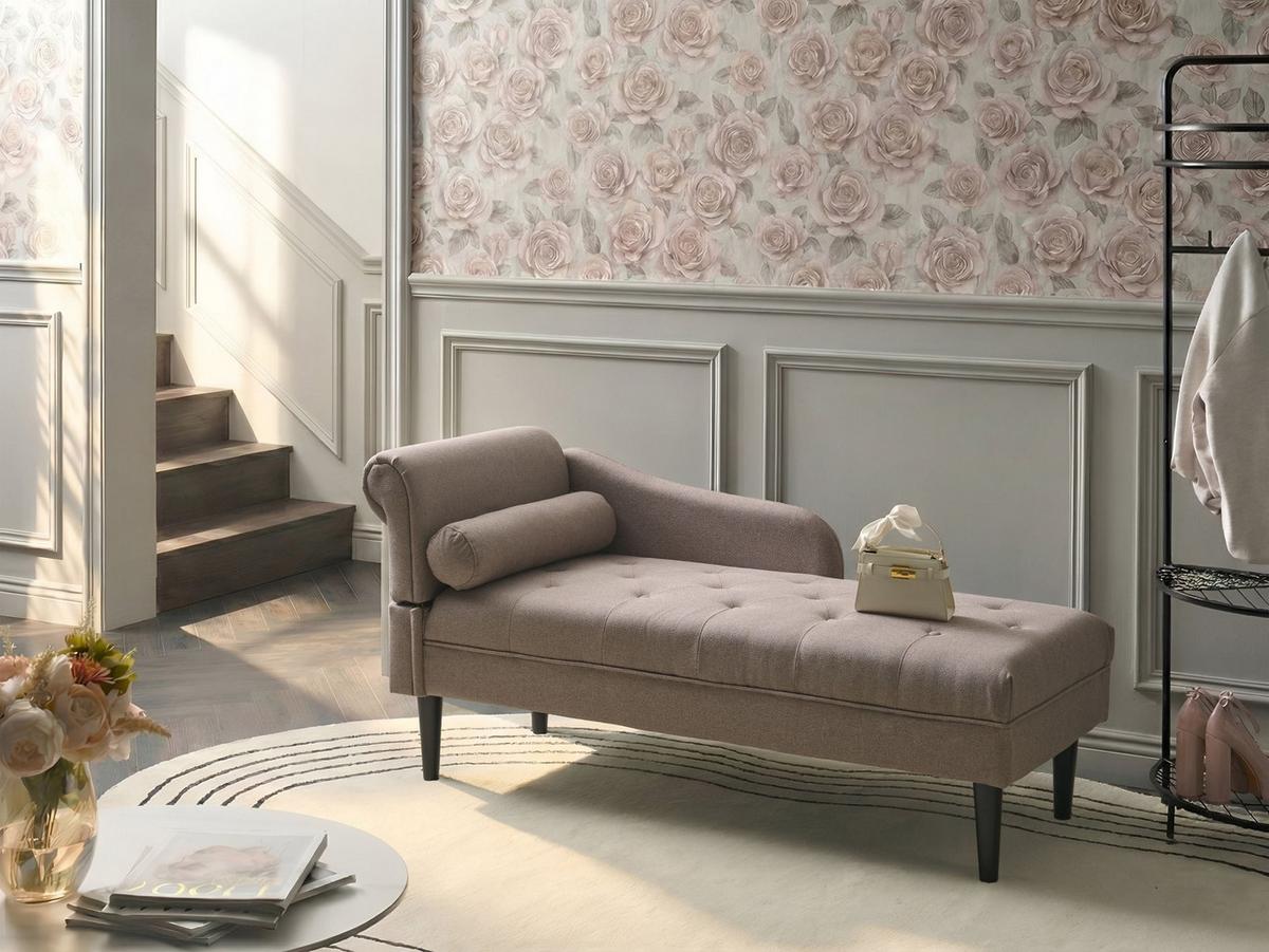 CHAISELONGUE-LINKSSEITIGE Stoff Taupe Yvoire - Taupe/Beige, Textil (68/72/151cm) - Beliani