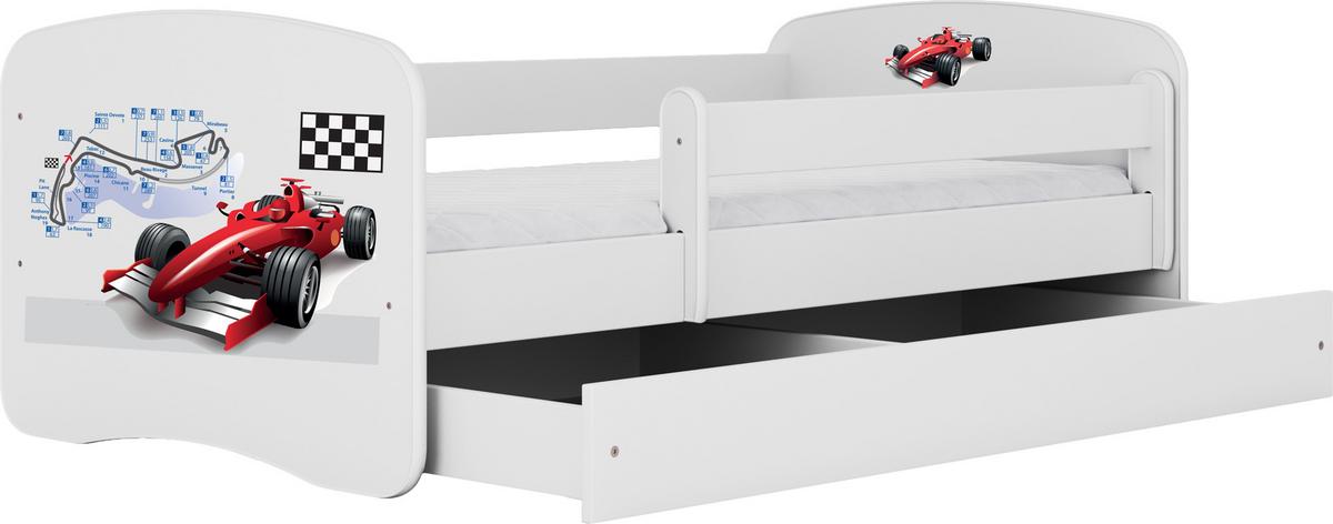KINDERBETT Emily mit Schublade und Matratze, Weiß 80x180 cm - Kirschrot, Holzwerkstoff (180/80cm) - WFL GROUP