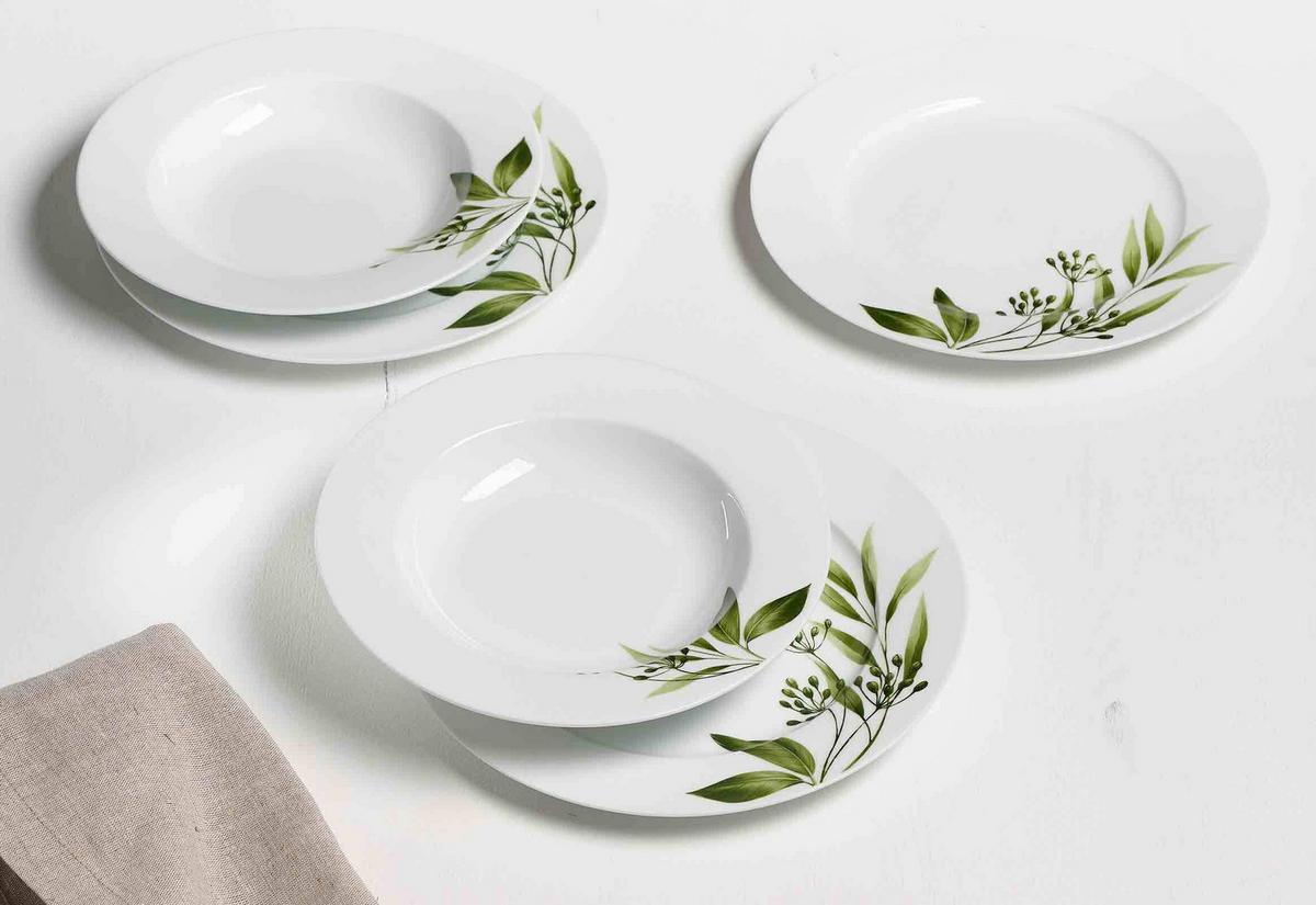EINSTEIGER-SET Evora weiß-grün 16-tlg. - Weiß/Grün, Keramik (2/2/2cm) - Ritzenhoff Breker