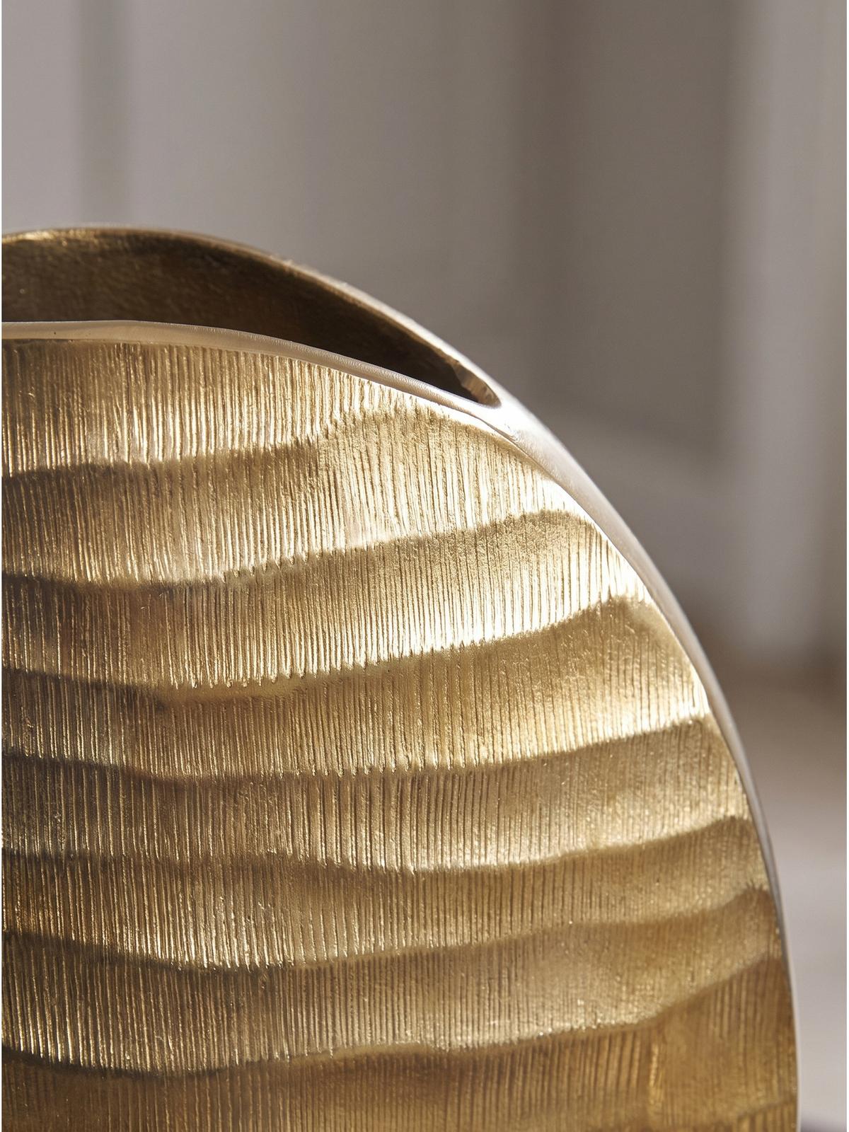 VASEN 2er-Set BERLENGA, Aluminium, handgefertigt, Gold, 26 x 14 x 30,5 cm - Goldfarben, Metall (30.5cm) - KADIMA DESIGN