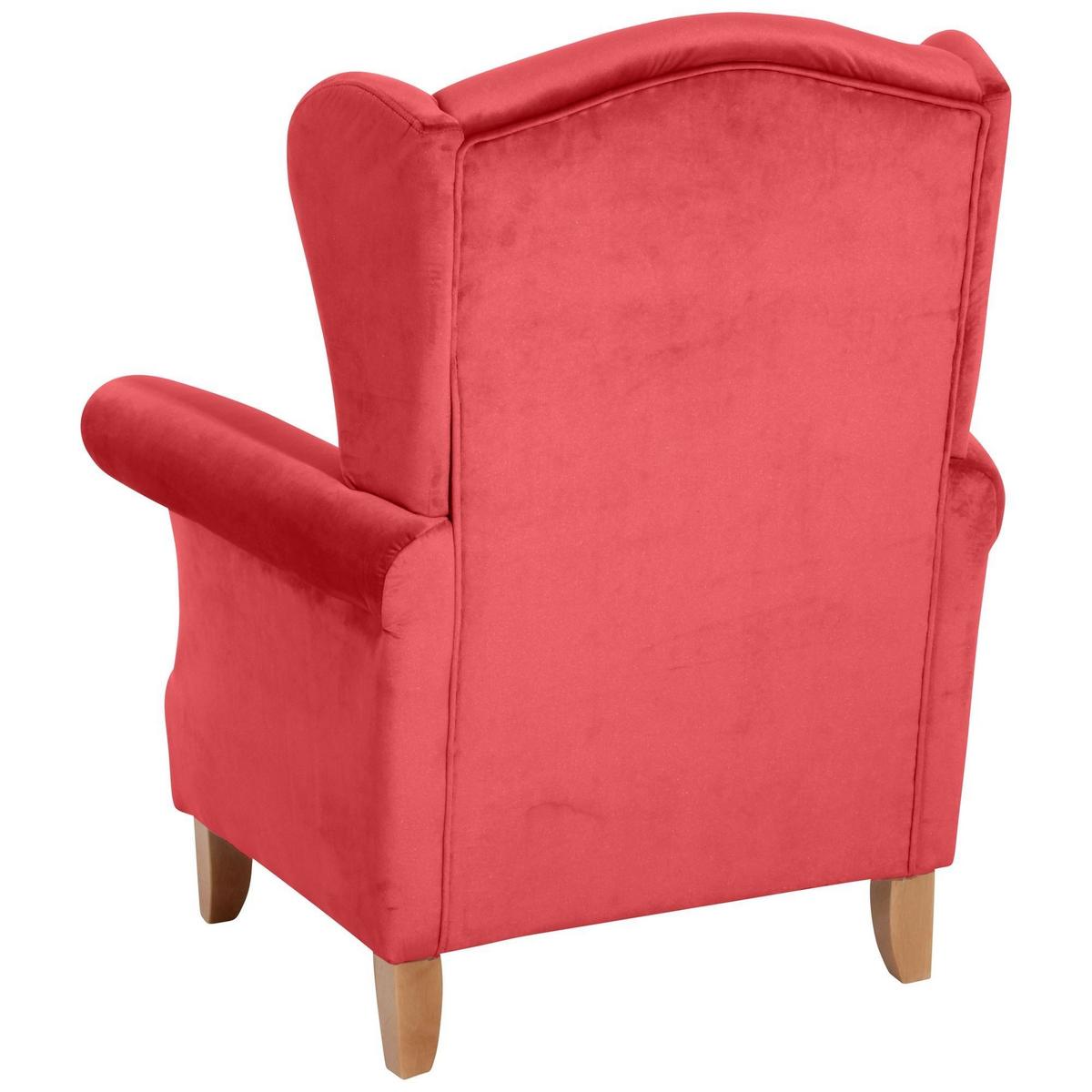 OHRENSESSEL Katria Bezug Samtvelours Buche natur / rot - Rot, Kunststoff (88/108/84cm) - 58aufmkessel