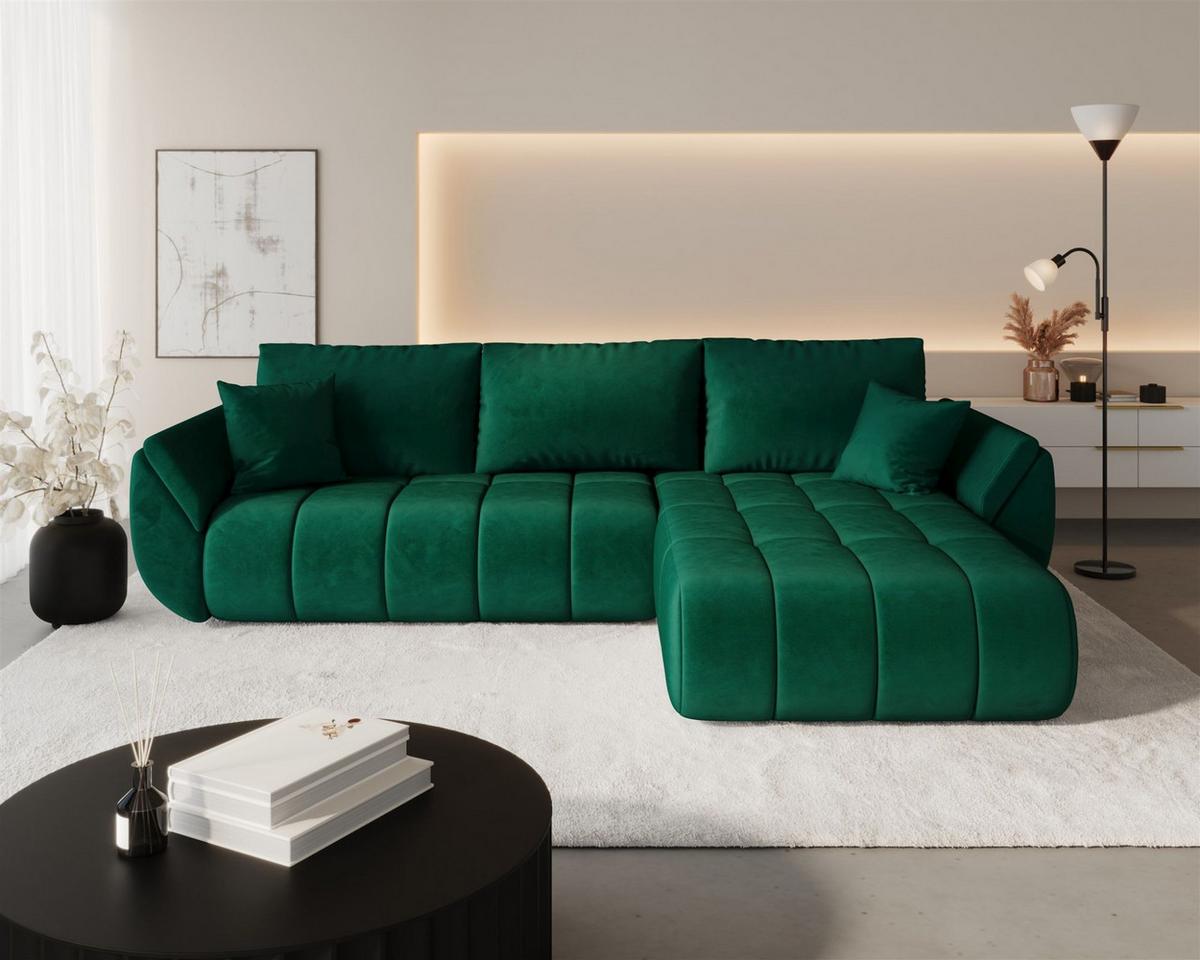 ECKSOFA Misato In Monolith - Grün, Holzwerkstoff/Textil (280/175cm) - Fun Möbel