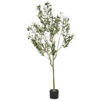 KUNSTPFLANZE im Blumentopf 153 cm Grün/Schwarz Olive Tree - Schwarz/Grün, Kunststoff (153cm) - Beliani