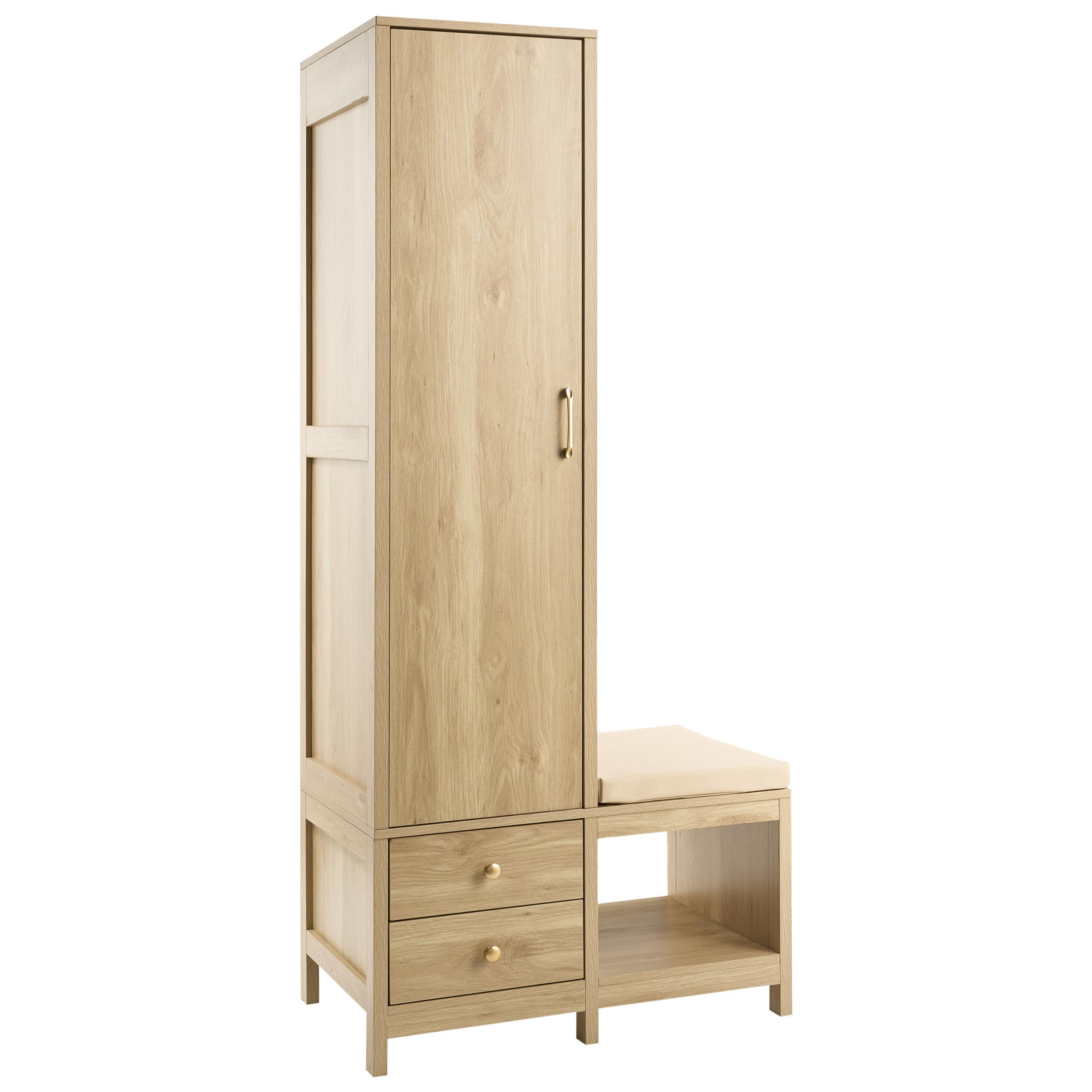 FLURSCHRANK mit Sitzbank Hellbraun Grafton - Hellbraun/Beige, Holzwerkstoff (80/180/45cm) - Beliani