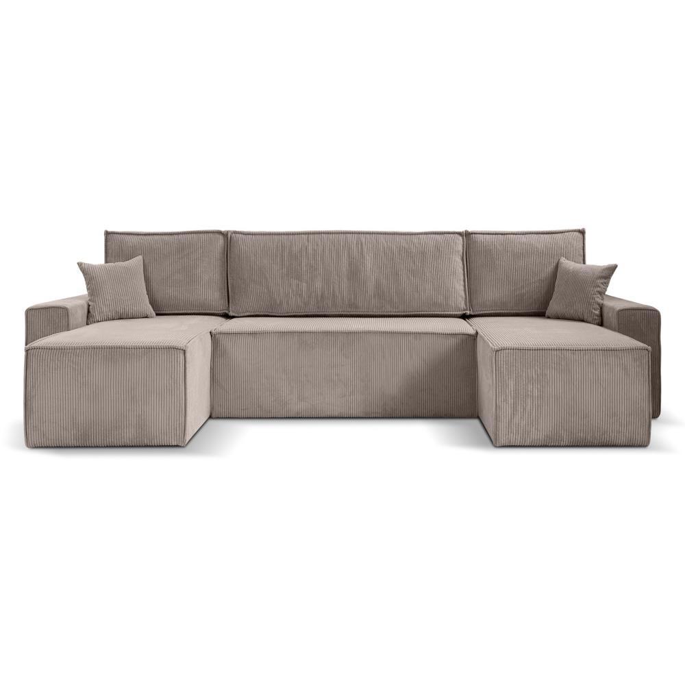 WOHNLANDSCHAFT Hektor U mit Schlaffunktion, 318 cm, cappuccino - Schwarz/Cappuccino, Kunststoff/Textil (318/94/152cm) - Beautysofa