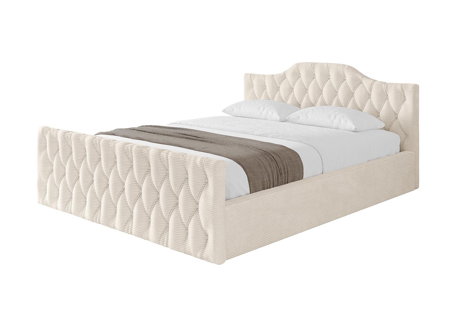POLSTERBETT mit Bettkasten, Fußteil und Lattenrost, Boxbett mit Matratze H3/H4 - FALIO-Z-V1 120x200 Beige - Creme, Holzwerkstoff/Textil (120/200cm) - ALTDECOR