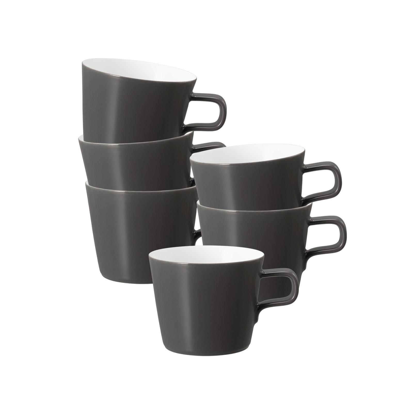 CAPPUCCINO-/TEETASSEN No Limits Moments weiß-grau 0,26 l 6er Set - Weiß/Grau, Keramik (0.26L) - Seltmann Weiden