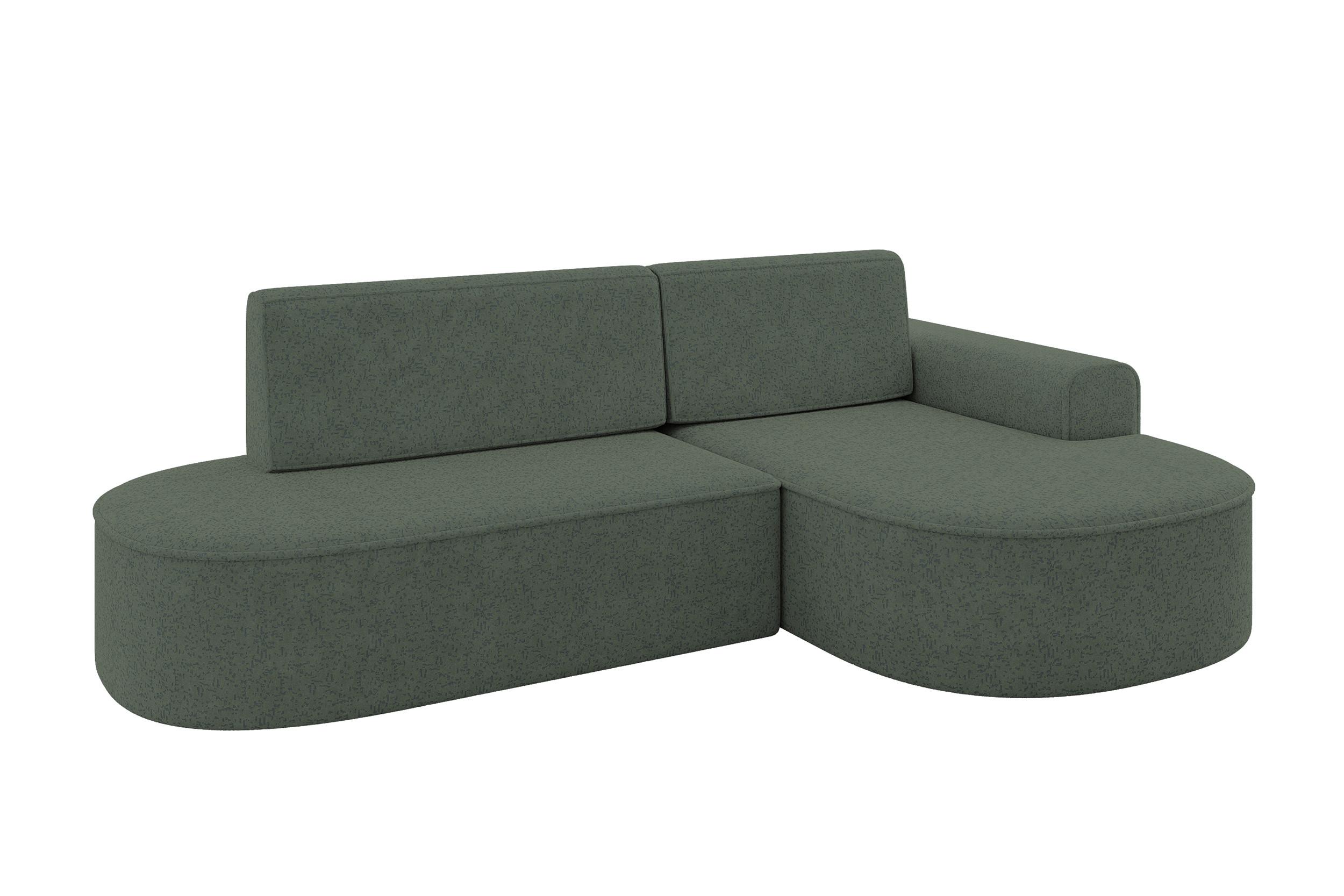 ECKSOFA mit Schlaffunktion und Bettkasten Ottomane Rechts MARI-L1-S - 283x167x85 cm Grün Tissu - Schwarz/Grün, Holzwerkstoff/Kunststoff (167/283cm) - ALTDECOR
