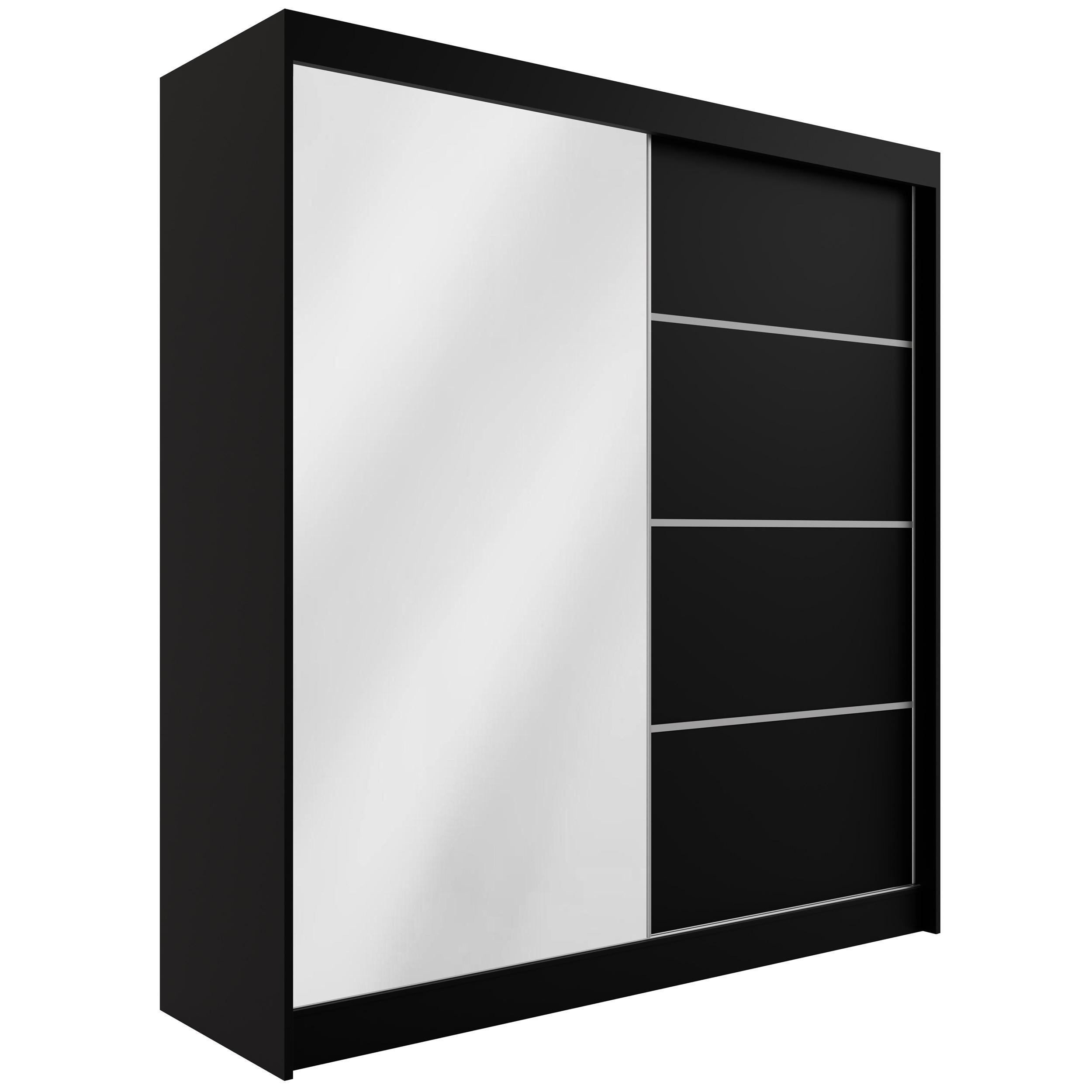 KLEIDERSCHRANK PAOKI - 200 cm - Schwarz - Schwarz, Holzwerkstoff (200/215/61cm) - ALTDECOR