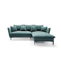 ECKSOFA SOLE Grün Plüsch-Stoff mit Schlaffunktion - Grün, Holz (258/167cm) - MASSENO