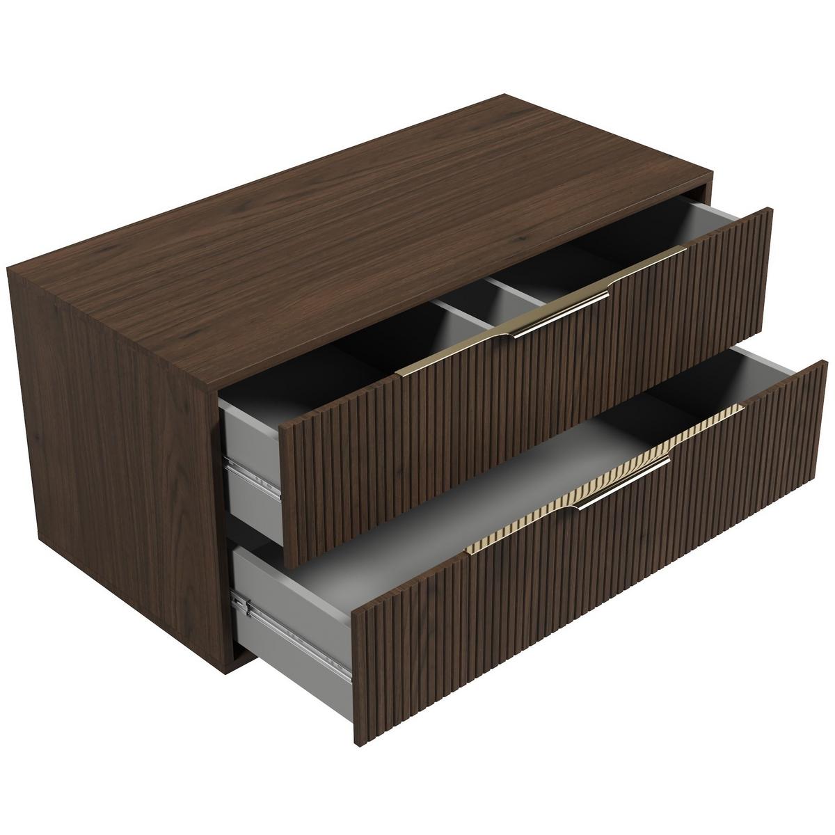 WASCHBECKENUNTERSCHRANK Rimini 2 Schubladen Walnuss Braun - 100 x 46 x 46 cm - Eichefarben/Weiß, Holz (100/46/46cm) - Badplaats