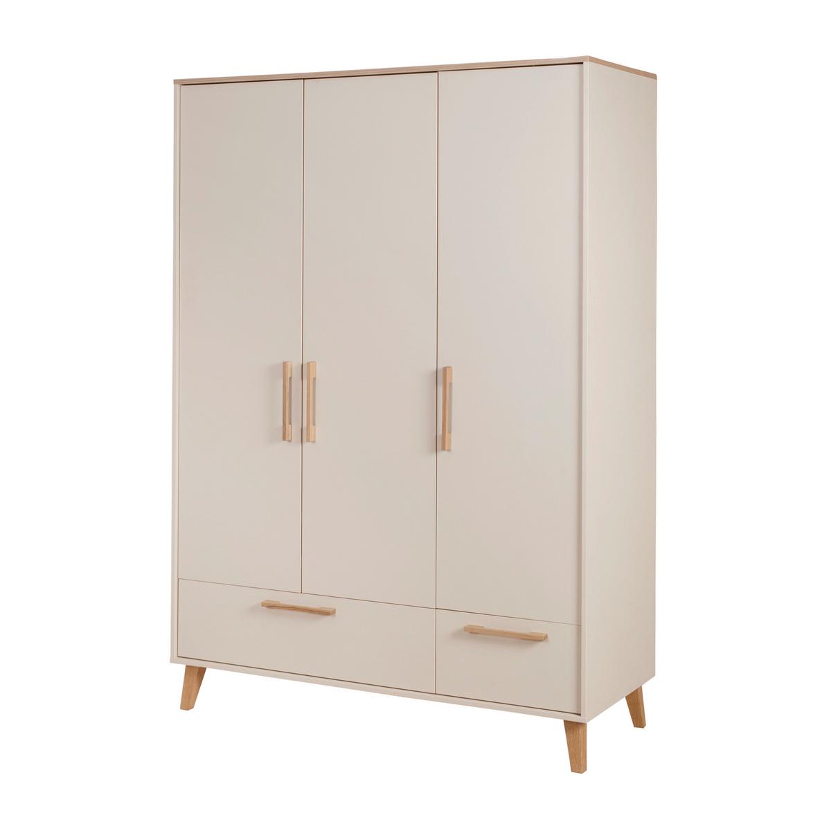 KLEIDERSCHRANK 3-türig Jil - Kastanienfarben/Kaschmir, Holz/Holzwerkstoff (138/200/55cm) - Roba