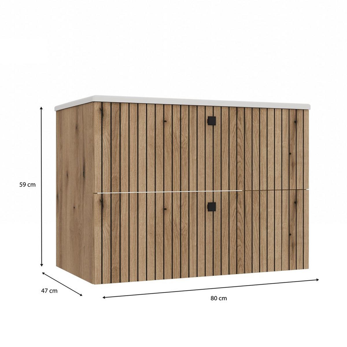 WASCHBECKENUNTERSCHRANK eiche 80/59/47 - Eichefarben, Holzwerkstoff (80/59/47cm) - RAUMHIRSCH FURNITURE