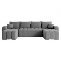 WOHNLANDSCHAFT Pufetto U Boucle - Silberfarben/Grau, Holz/Textil (313/86/147cm) - MIRJAN24