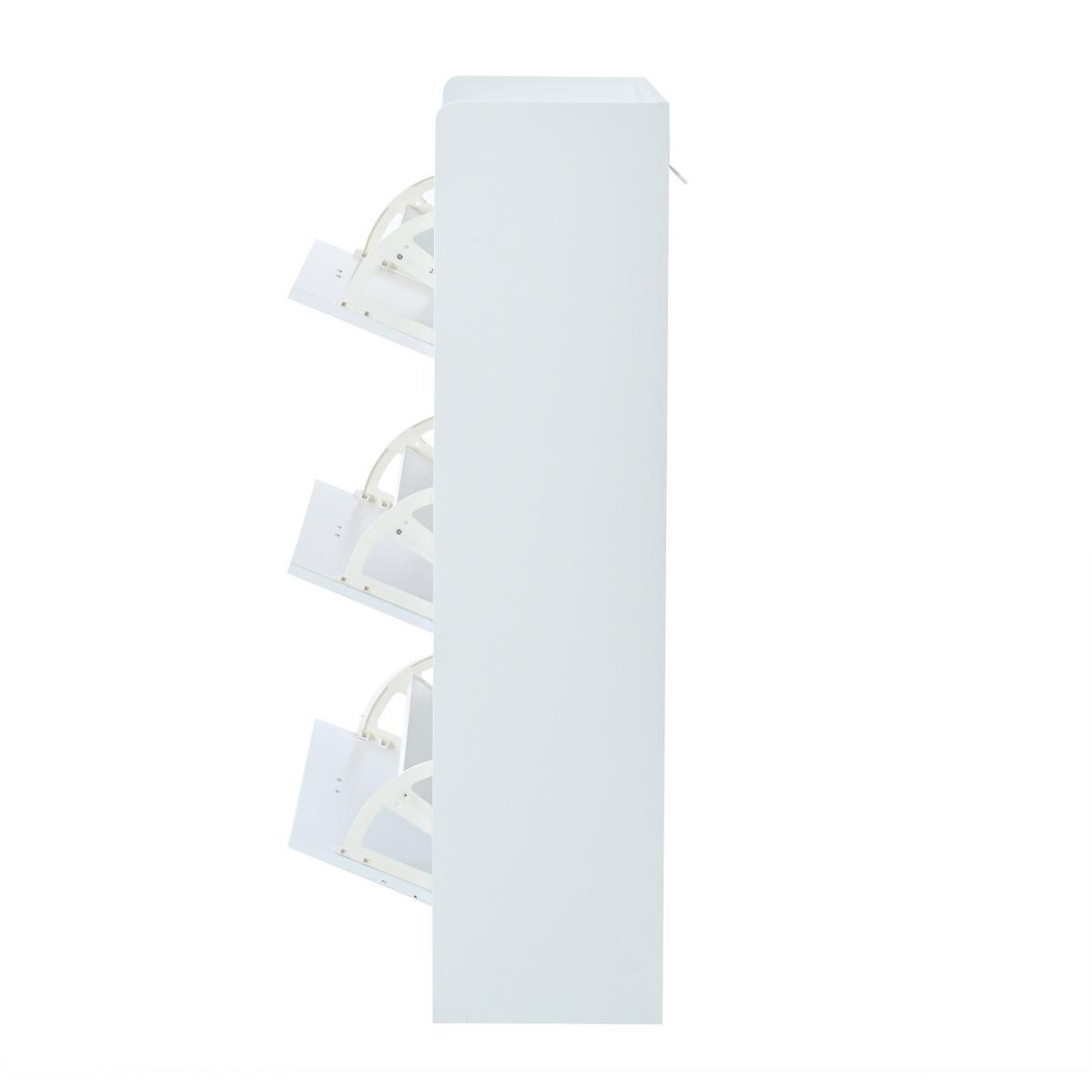 SCHUHSCHRANK weiß klappfächer stauraum - Weiß, Holzwerkstoff (70/120/30cm) - Urban Meuble