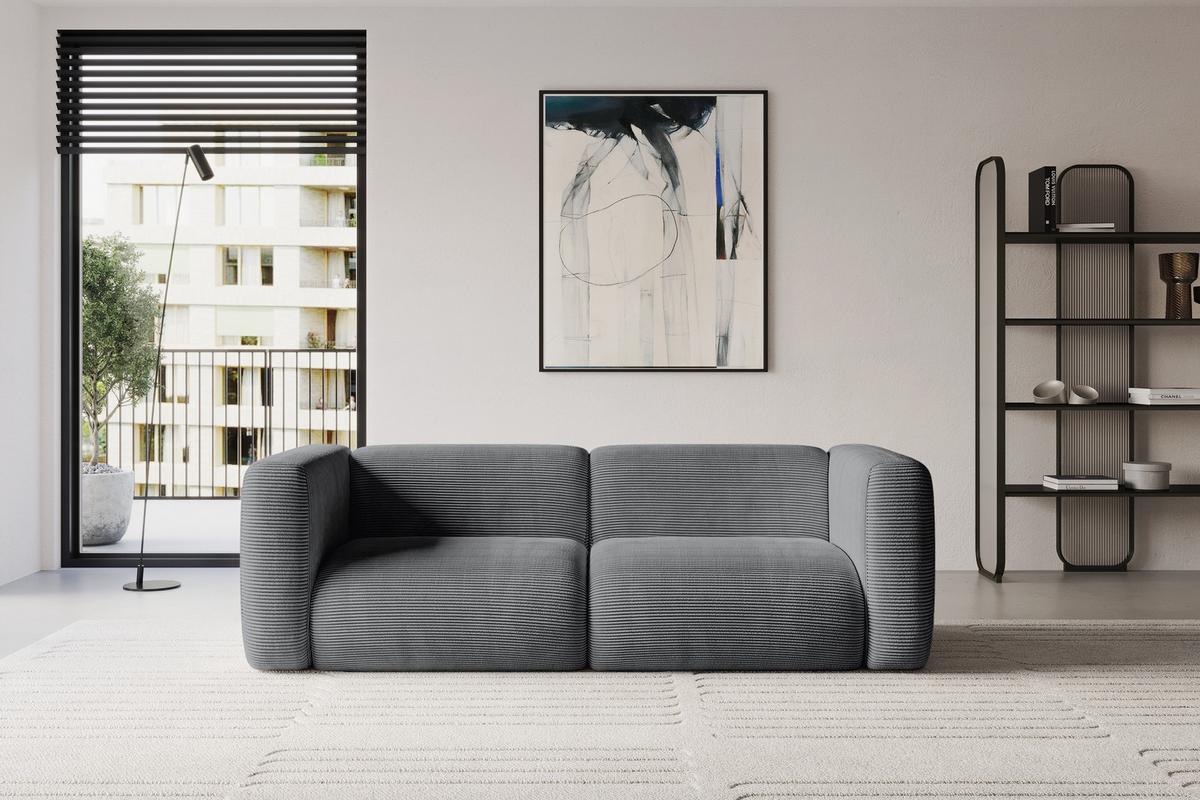 MODULARES Sofa 2-SITZER MIRA-S1 228x89x70 Dunkelgrau cm Cord - Dunkelgrau/Graphitfarben, Holzwerkstoff/Kunststoff (228/70/89cm) - ALTDECOR